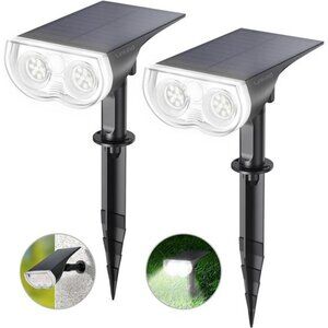 Solar Outdoor Lights Waterproof IP67 Dusk Dawn Spot Lights Garden Yard 2 Pack